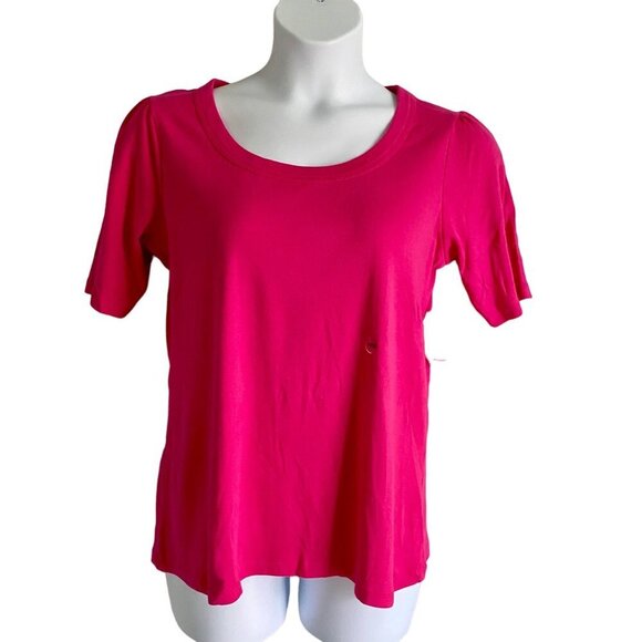 Avenue Bright Pink Scoop Tee Shirt Cotton Women's Size 14 16 NEW NWT - Picture 1 of 8